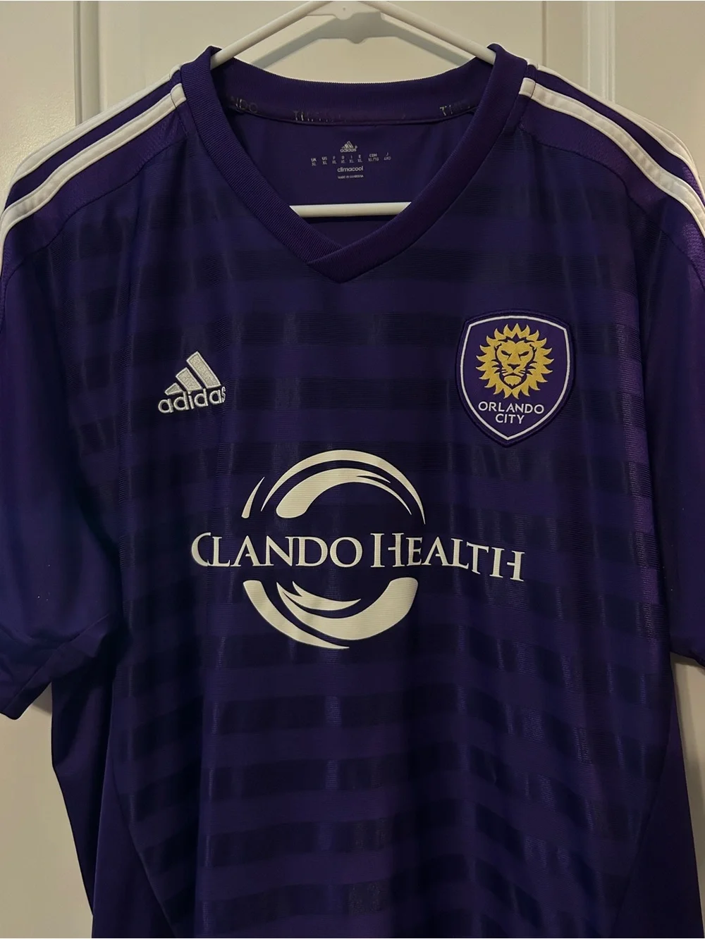 adidas Orlando City Purple Men's Soccer Jersey with White Accents